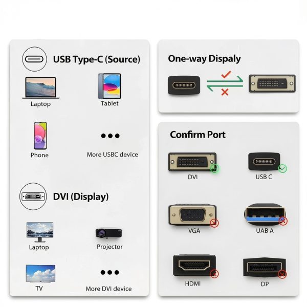 FEMORO USB C to DVI Cable Black Male-to-Male-5