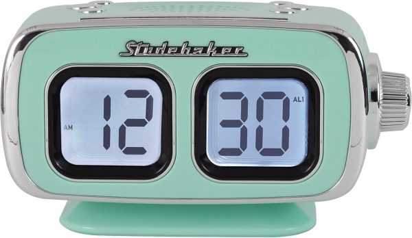 Studebaker Teal Retro Digital Alarm Clock-1