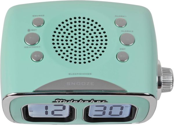 Studebaker Teal Retro Digital Alarm Clock-3
