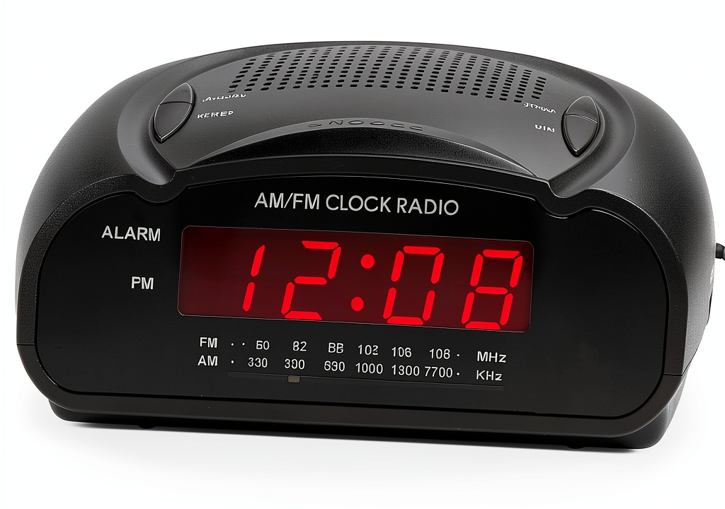 Ken-Tech digital alarm clock on a nightstand