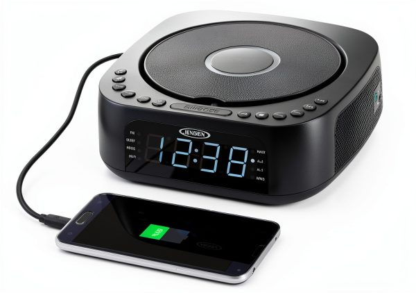 Clock Radio Jensen JCR-375 White LED Stereo-1