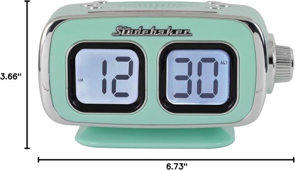 Studebaker Teal Retro Digital Alarm Clock-5