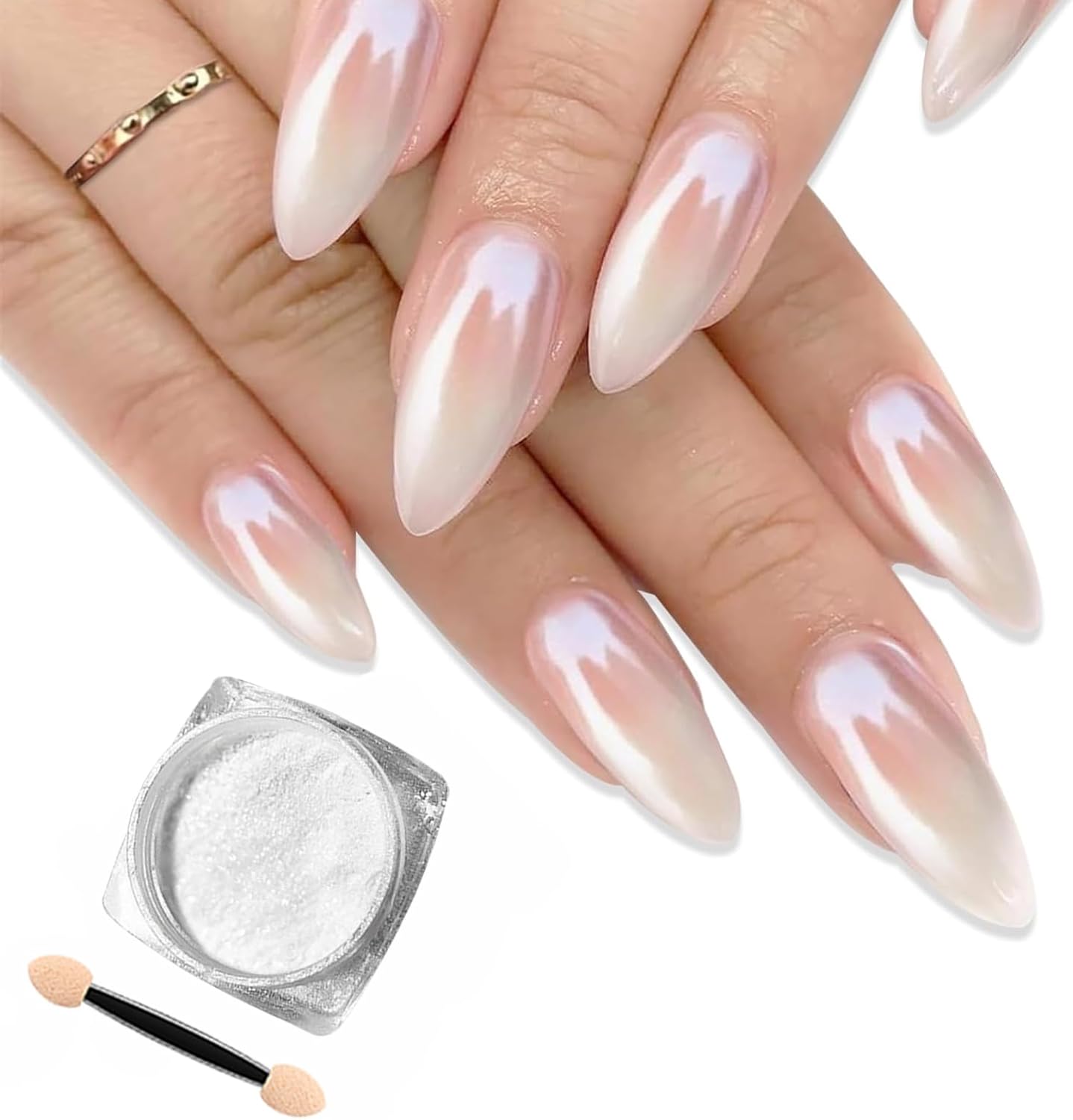White Nail Glitter Powder in a jar