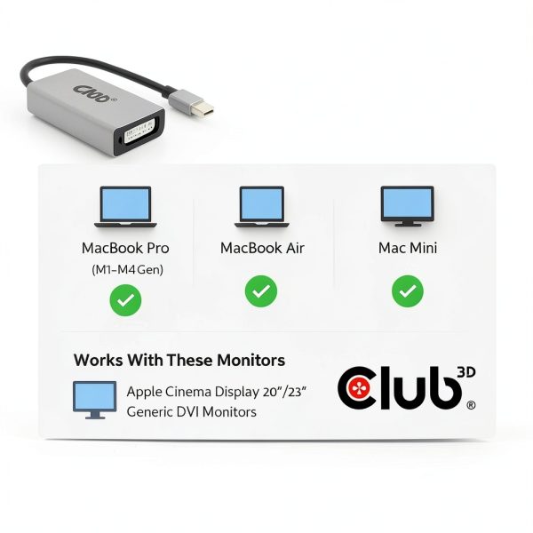 Club 3D USB C to DVI Adapter for DVI Displays-3