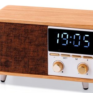 Retro Bluetooth Clock Radio SFOOEOJ Wood Fabric-0