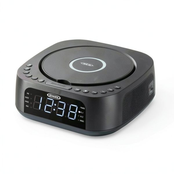 Clock Radio Jensen JCR-375 White LED Stereo-3