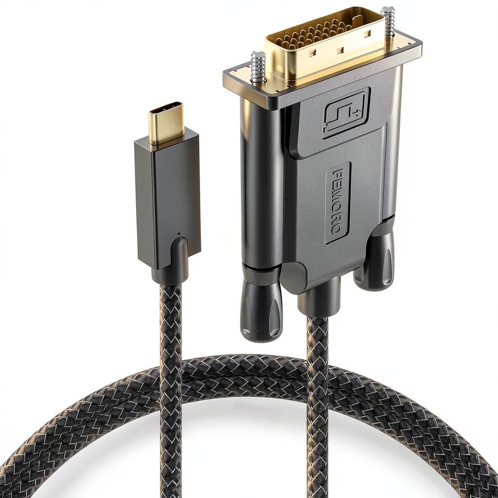 FEMORO USB C to DVI cable in use