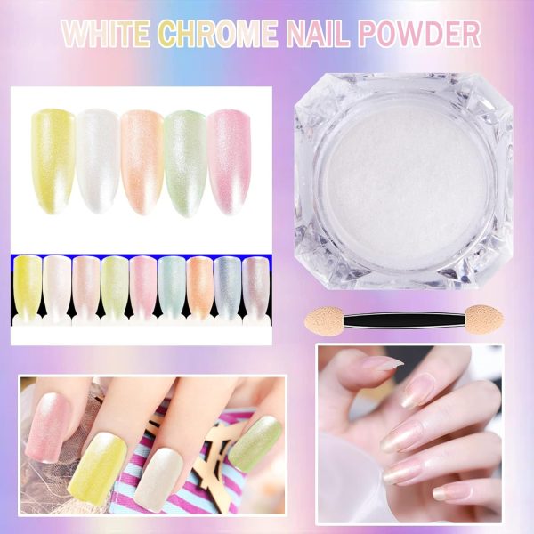 White Nail Glitter Powder Deepmind Beauty-1