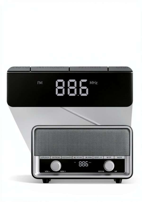 Bluetooth Clock Radio Audiocrazy Wood Grain Design-2