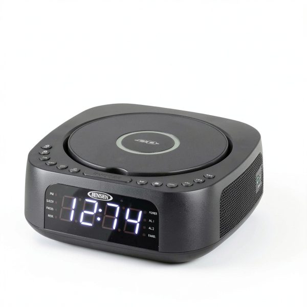Clock Radio Jensen JCR-375 White LED Stereo-4