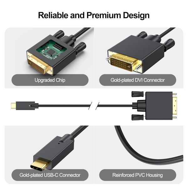 DoroJepi USB C to DVI Cable 4FT for Laptops and Monitors-4
