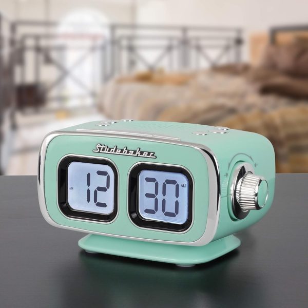 Studebaker Teal Retro Digital Alarm Clock-4