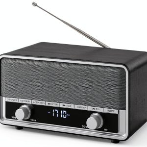 Bluetooth Clock Radio Audiocrazy Wood Grain Design-0