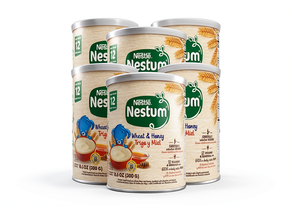 Baby enjoying Nestle infant cereal in a bowl